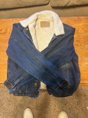 rue21 Blue Denim Jacket with Cream Sherpa Collar